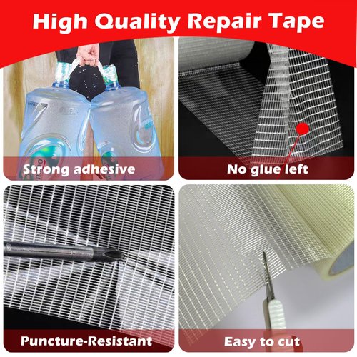 Clroursim Fiberglass Rv Awning Repair Tape Kit - 5 Inch Wide 39ft Heavy Duty Waterproof Tear Repair Patch for Tent, Tarp, Canopy, Boat with Canvas Tape and Sail Repair Tape