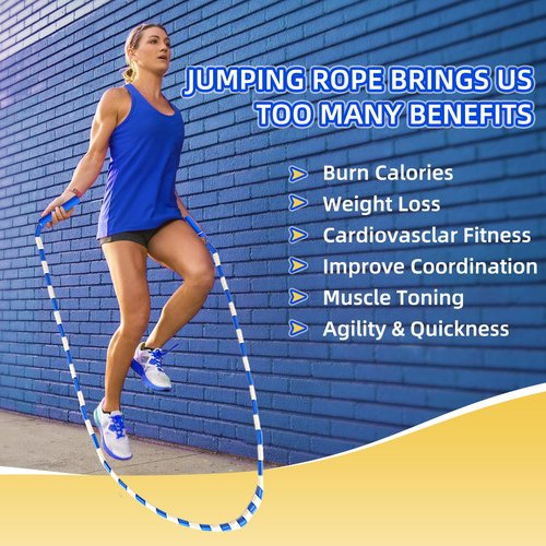 CAPARK Jump Rope Segmented Soft Beaded Skipping Rope Adjustable Tangle Free Jumping Rope for Kids Men Women Exercise, Weight Loss, Keeping Fit and Training 9.2 Feet (3PCS-Blue)