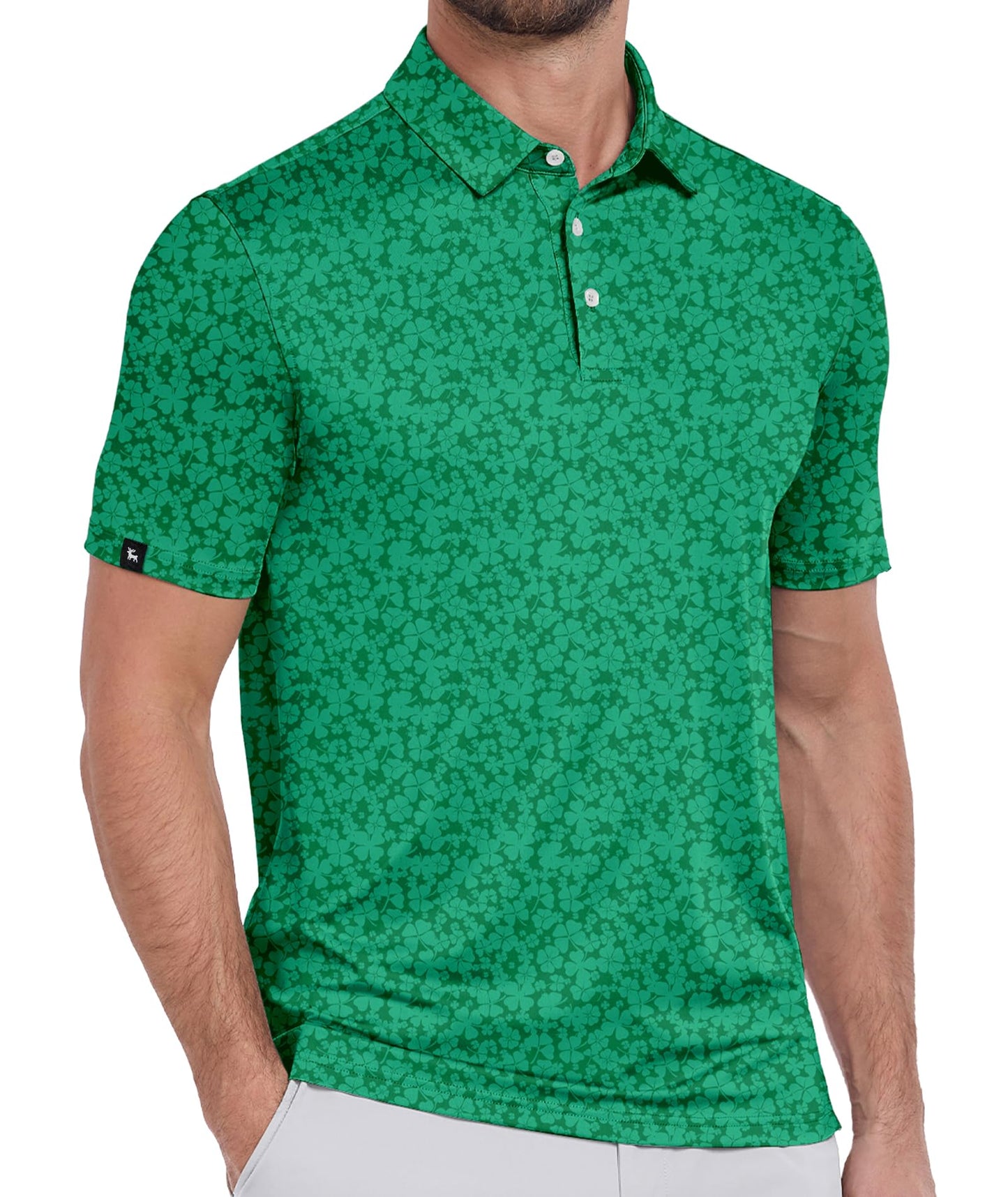 ZITY Mens Print Polo Shirts Short Sleeve Moisture Wicking Shirts for Men Golf Tennis Daily Casual Collared T-Shirt St Patricks Day Large