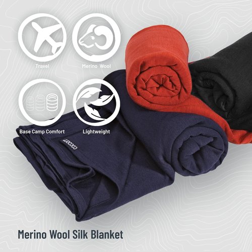 Merino Wool & Silk Travel Blanket - Cozy Lightweight Design - Graphite Grey