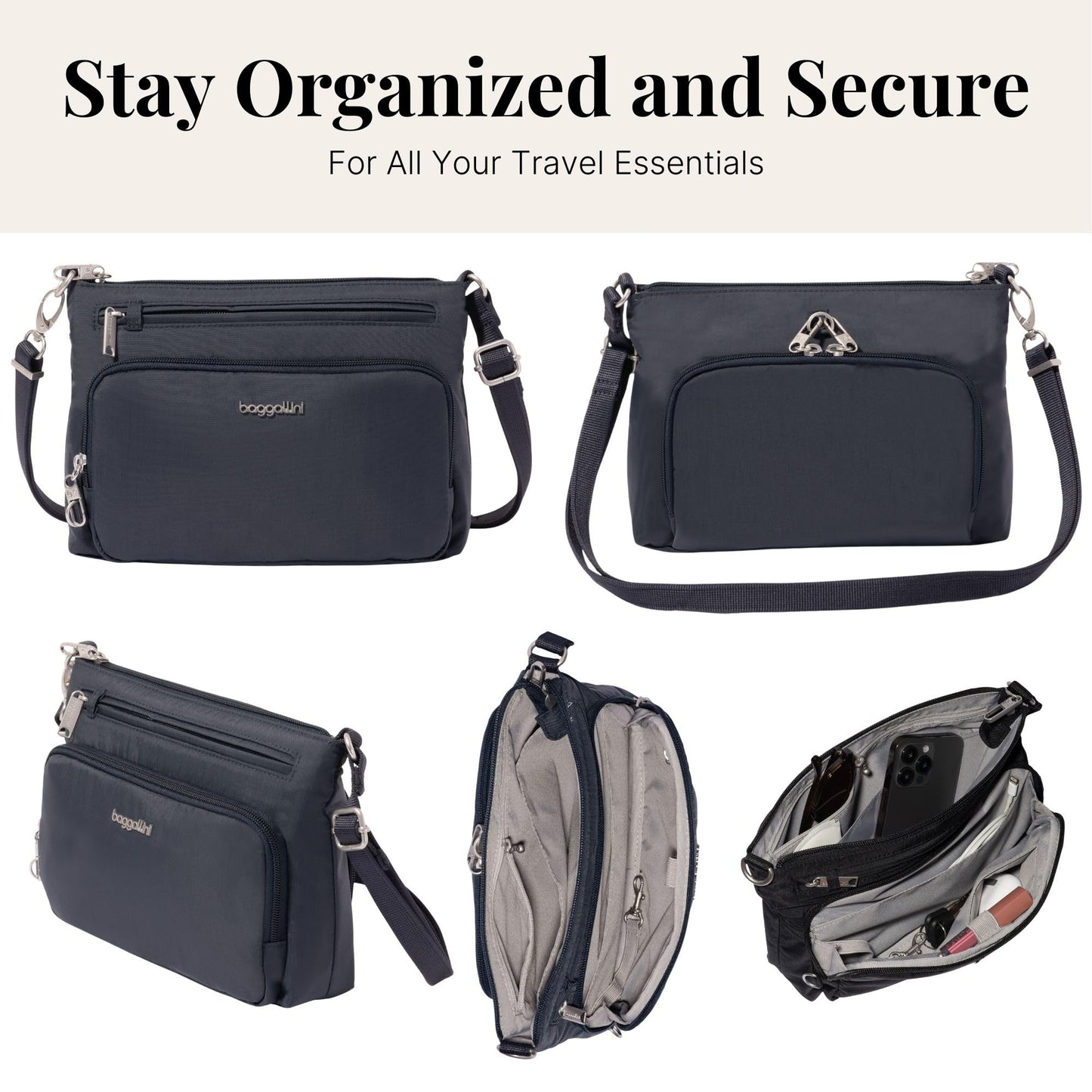 Securtex Anti-Theft Keepsake Crossbody - 9.8”x7”x1.9" Travel Safe Bag w/Locking Zippers, Slash-Resistant, RFID