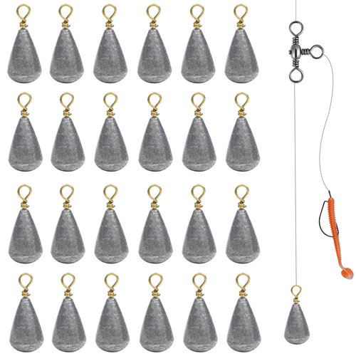 Bass Casting Sinkers Fishing Weights - 20/30pcs Bell Sinkers Drop Shot Weights with Brass Swivels for Saltwater & Freshwater 1oz 20pcs