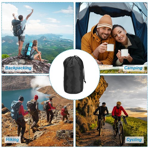 PATIKIL Stuff Sack, 6 x 12.5 Inch Waterproof Outdoor Storage Sack Portable Drawstring Dust Flap Bag for Camping, Black
