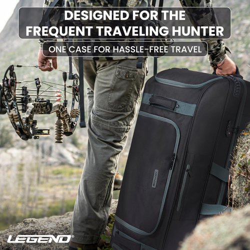 Legend Boway Roller Bow Case for Compound Bow - Durable Compound Bow Cases with Wheels, Multiple Compartments & Pockets, Padding & Fastening Straps, Airline Approved Bow Case for Travel with TSA Lock
