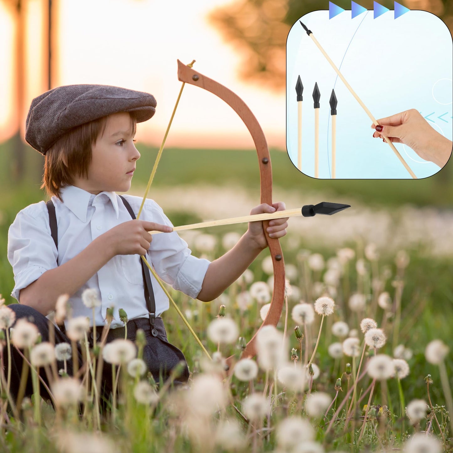 30 Pack Wooden Arrows with Soft Rubber Tips 17 Inch Wooden Toy Arrow Soft Rubber Tip Archery Bows for Beginners Archery Bows Outdoor Play