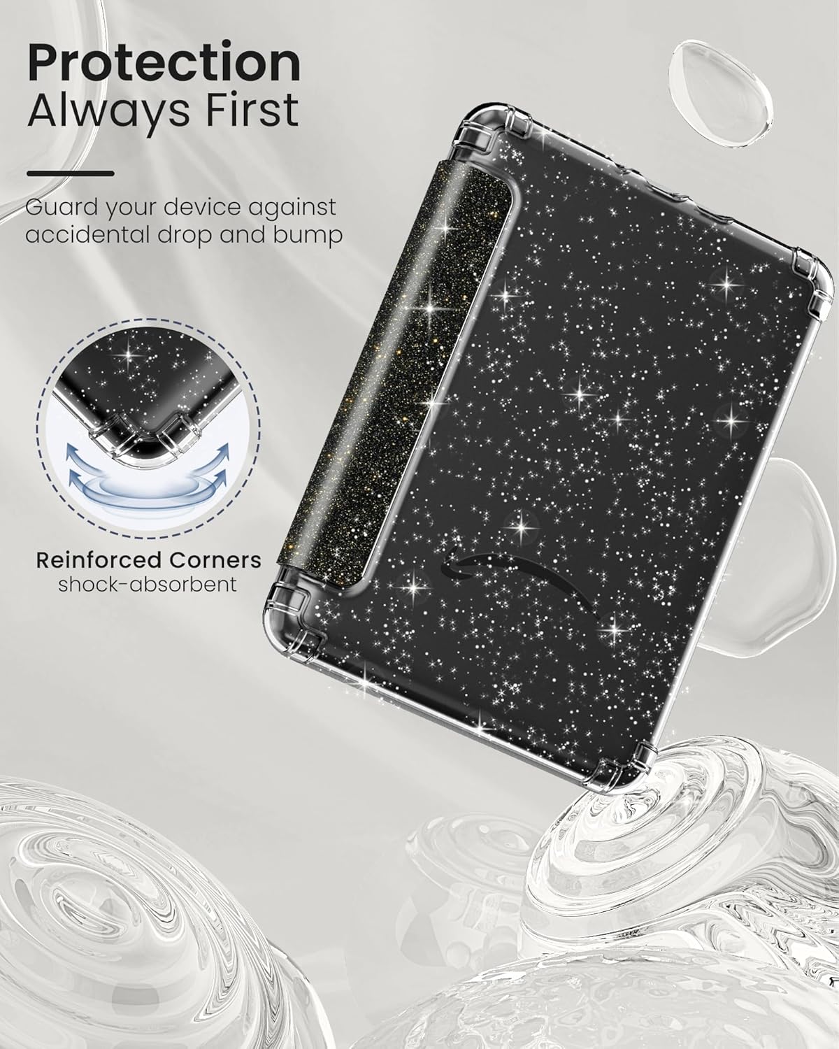 MoKo Case for All-New 7" Kindle Paperwhite 2024 12th Gen&Kindle Colorsoft Signature Edition 2024,Ultra Clear Soft Flexible Glitter TPU Back Cover Light Shell with Auto Wake/Sleep, Glitter Purple