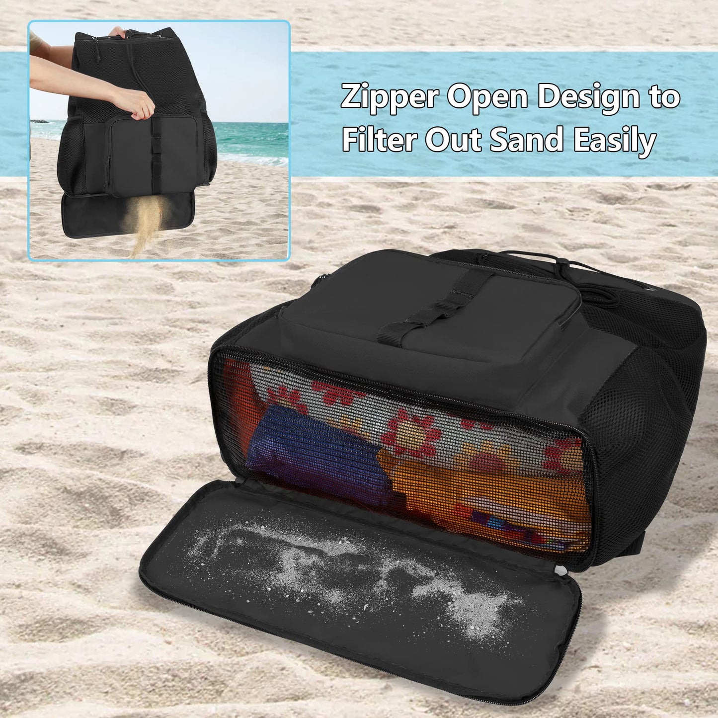 Fasrom Extra Large Mesh Beach Bag Bundle with Mesh Beach Backpack for Beach or Pool Trip