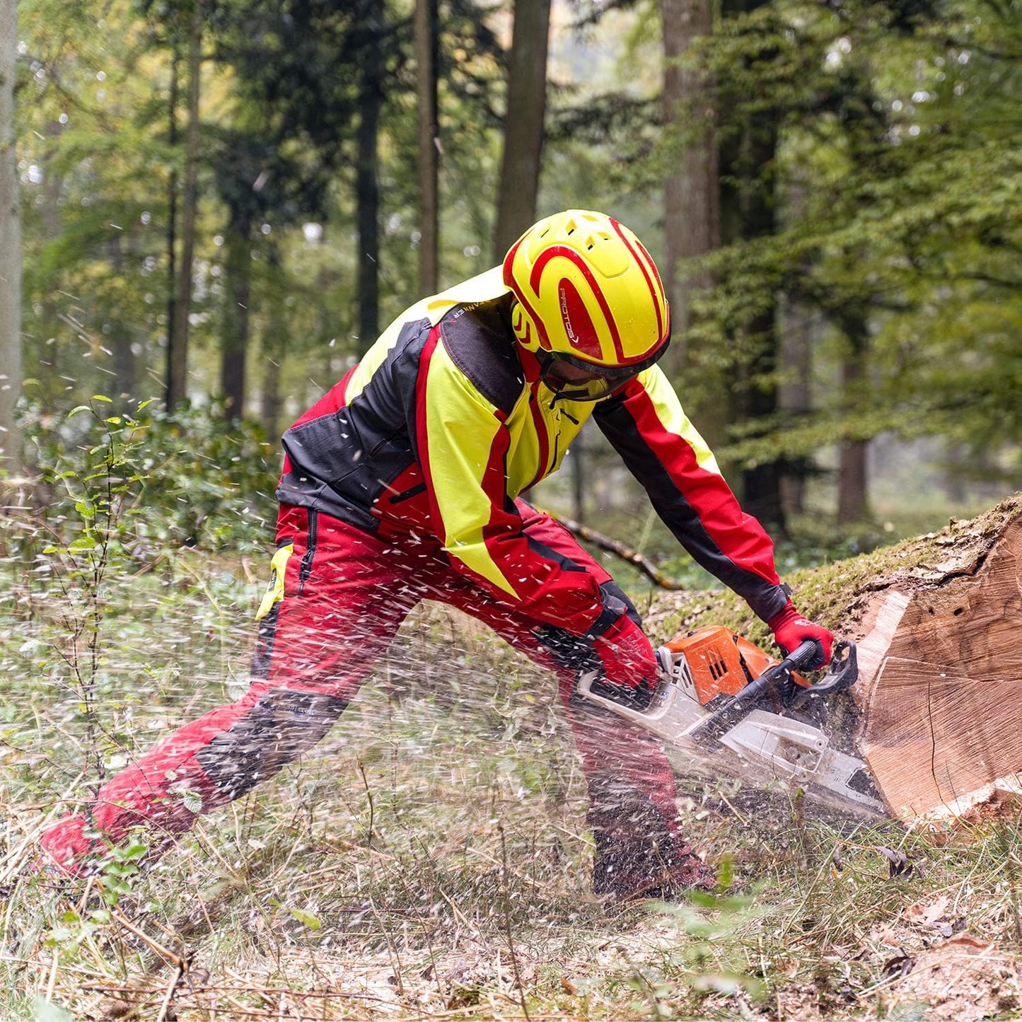 Protos Integral Arborist Helmet - Lightweight Safety Gear in Blue & Neon Yellow