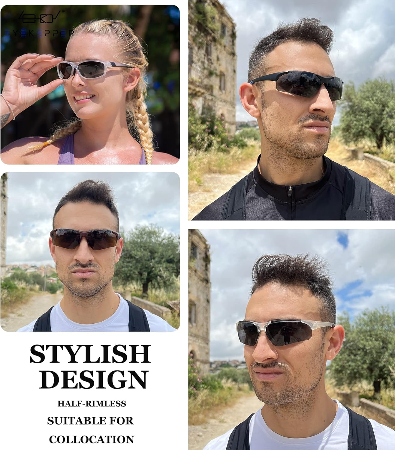 Eyekepper TR90 Unbreakable Sports Polarized Half-Rimless Bifocal Sunglasses