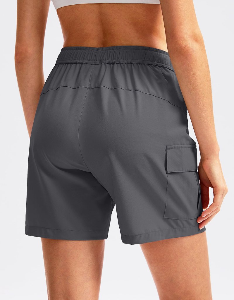 SANTINY Women's 5''/ 7''/9'' Hiking Cargo Shorts Quick Dry Lightweight Summer Shorts for Women Athletic Golf Zipper Pockets(Dark Grey_XS)
