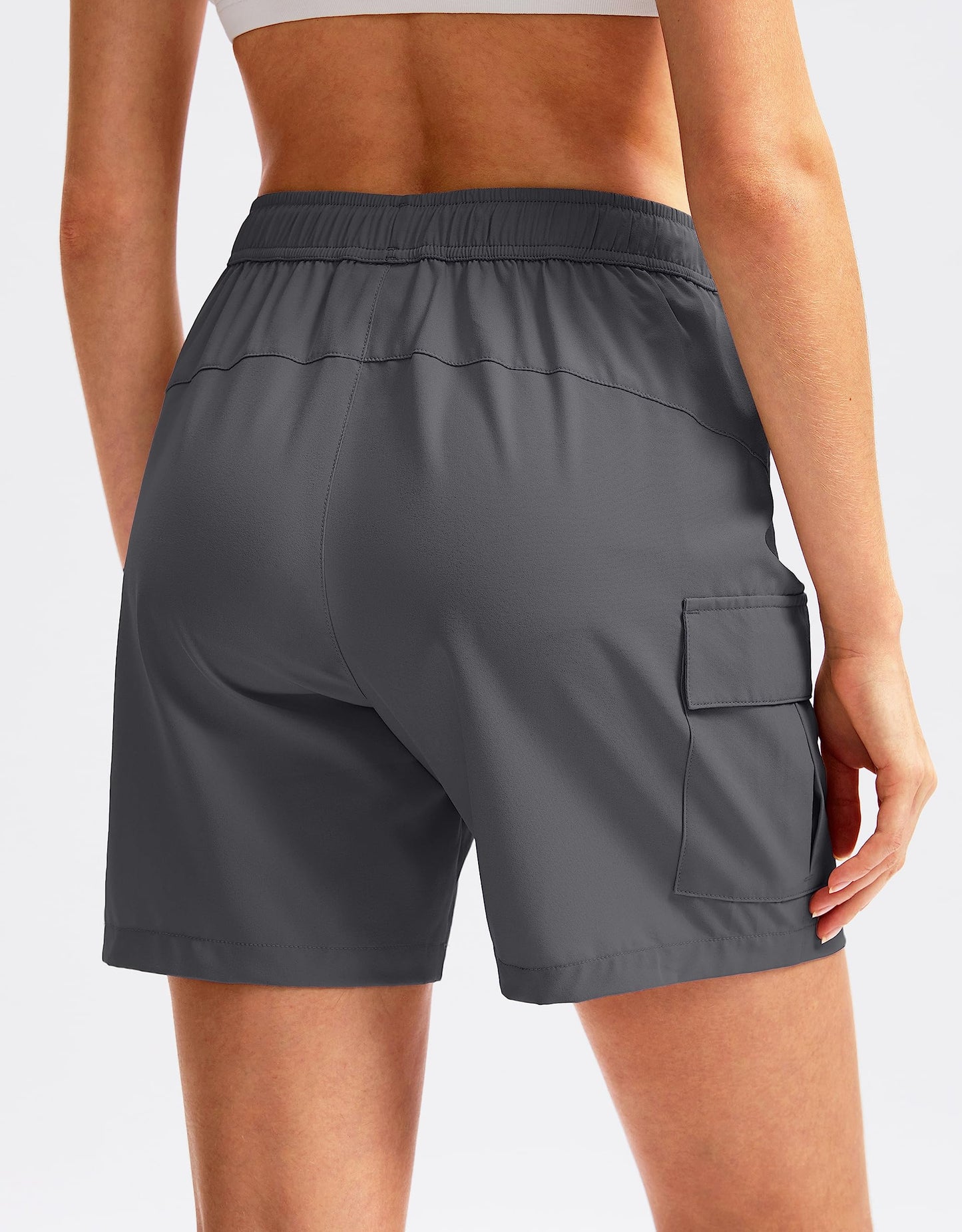 SANTINY Women's 5''/ 7''/9'' Hiking Cargo Shorts Quick Dry Lightweight Summer Shorts for Women Athletic Golf Zipper Pockets(Dark Grey_M)