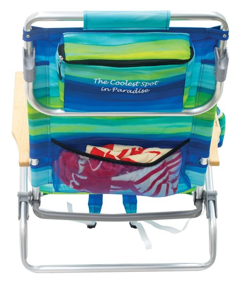 Tommy Bahama 2-Pack 5-Position Classic Lay Flat Backpack Beach Chair with Cooler and Cup Holder, Portable Folding Beach Chair for Tanning, Blue/Green