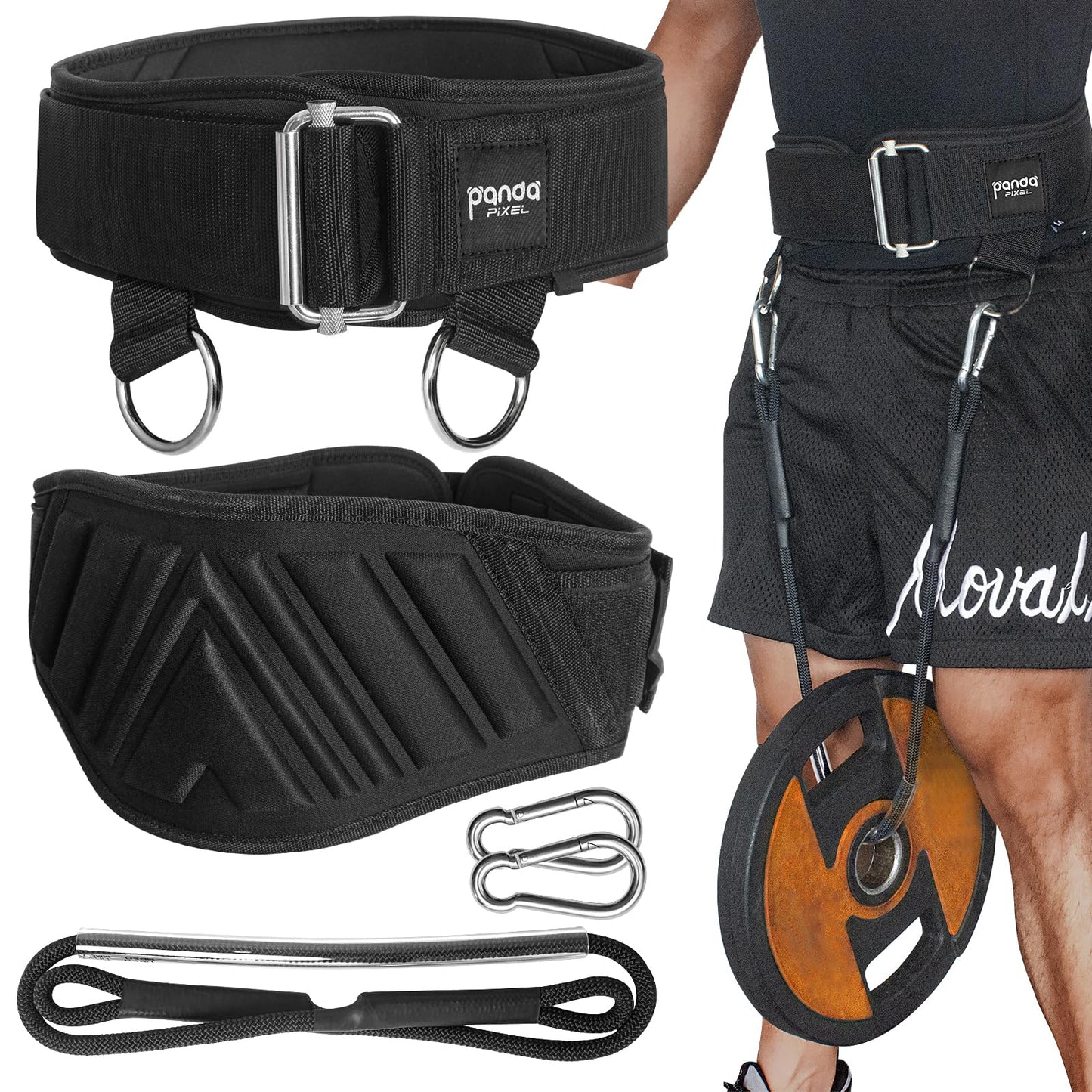 Weight Lifting Belts for Men & Women: Design Patents 2-in-1 Weightlifting & Dip Belt with Rope for Back Support, Gym Belt for Powerlifting, Pull-Ups, Squat, Training