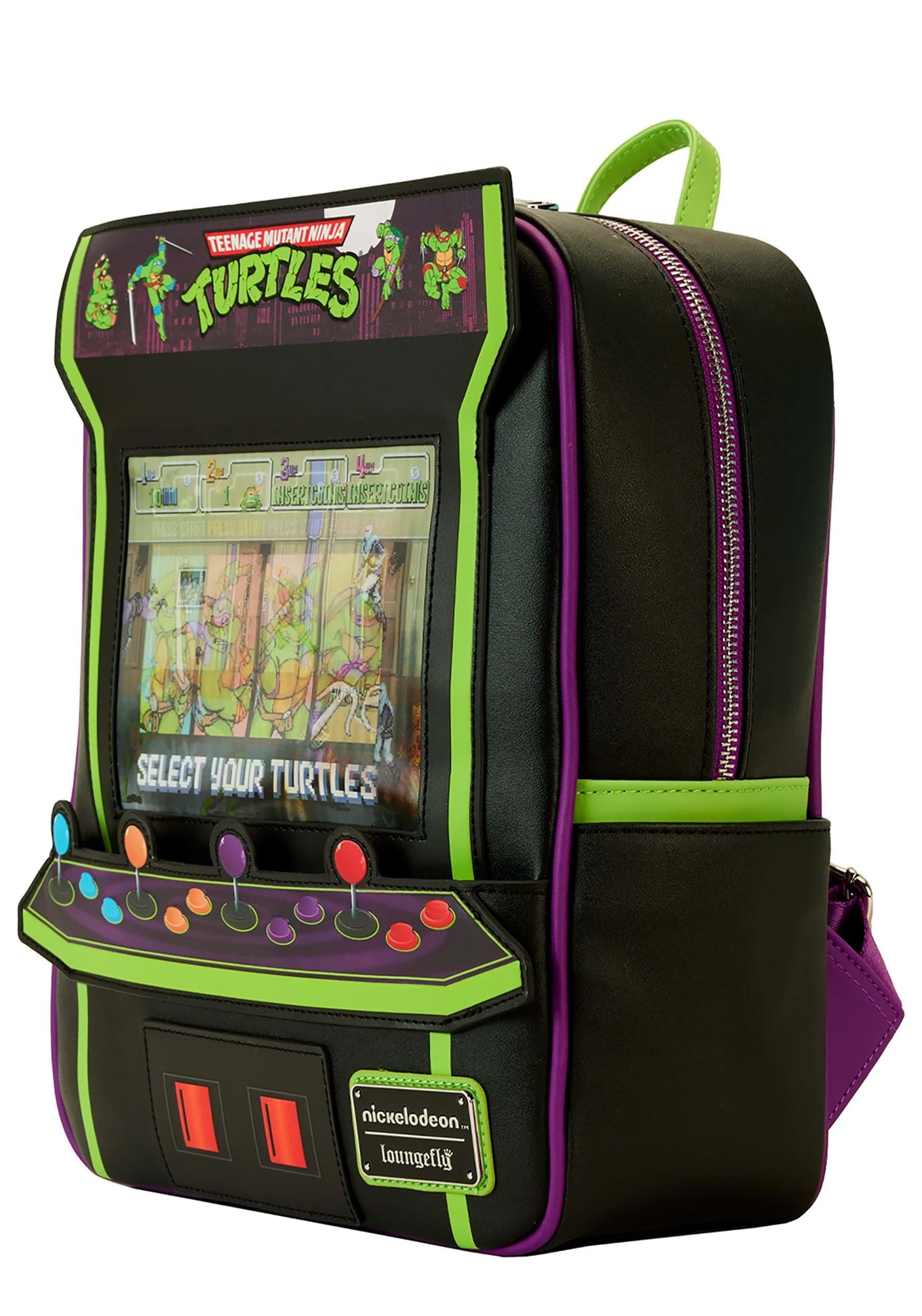Loungefly Teenage Mutant Ninja Turtles 40th Anniversary Vintage Arcade Mini Backpack, Black/Charcoal, Taglia unica