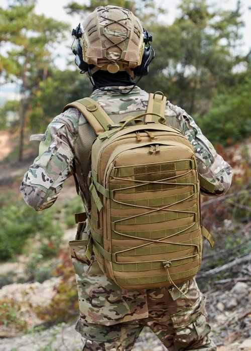 ORILOOSEN 35L tactical assault backpack, military backpacks,heavy duty zipper，outdoor canvas Knapsack,climbing/camping/hiking backpack,water resistant,Rucksack (01#Khaki)