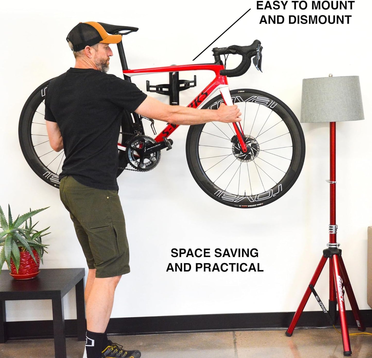 Velo Wall Rack 2D Bike Storage - Adjustable Bicycle Hanger for Garage & Apartment