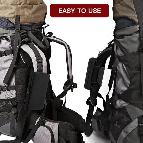 CaSZLUTION Backpack Strap Pouch Phone Holder - for Large 6.5-7.1 Inch Phones Even with Large Cases, Backpack Shoulder Strap Attachment Bag for Hikers, Travelers, Hunters and Commuters - Black (L)