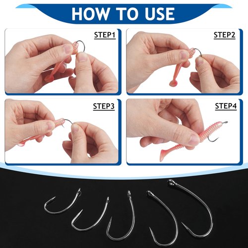 Barbless Fishing Hooks, 250/300pcs Carp Fishing Fly Tying Hooks Trout Circle Curve Shank Crank Carp Hair Bait Rigs for Freshwater Saltwater