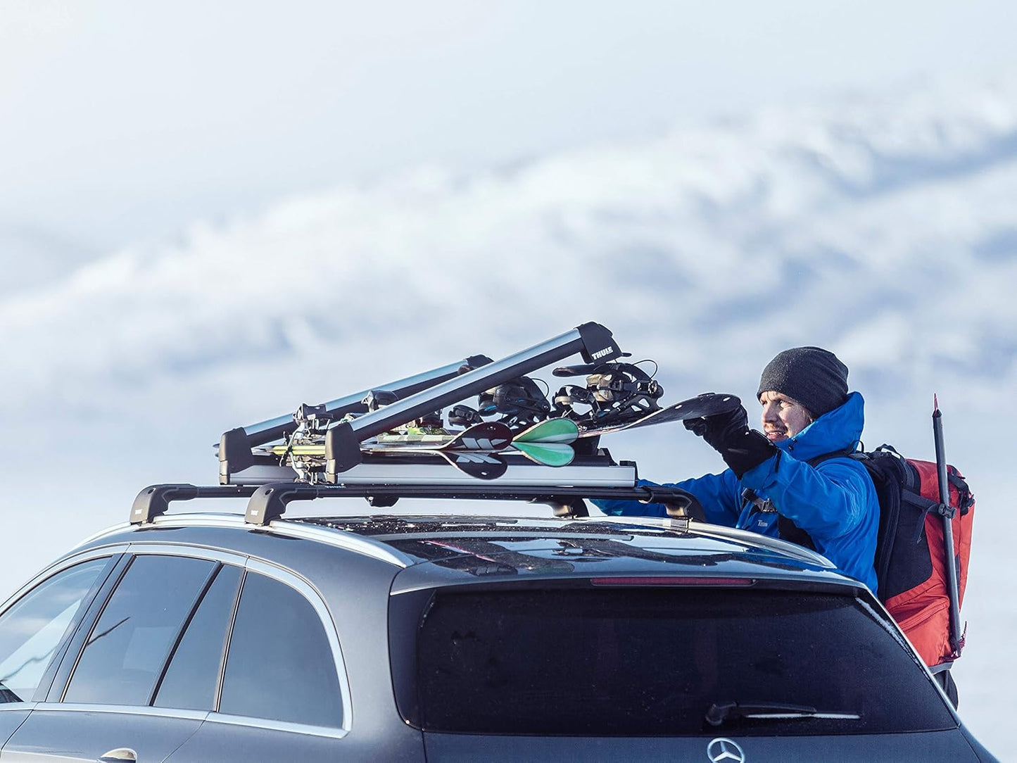 Thule SnowPack Ski/Snowboard Rack, Large (6 Pr/4 Boards), Black