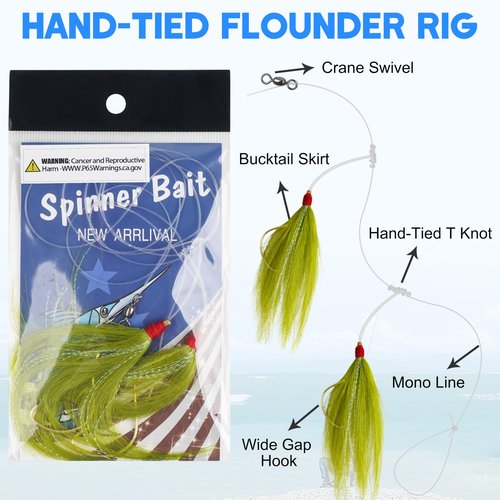 Bucktail Teaser Rigs,3/6pcs Flounder Rigs Hand Tied Sea Bass Hi Lo Rig Fishing Bait Rigs Saltwater Multicolor Mylar Bucktail Teasers Hook for Surf Ocean Fishing