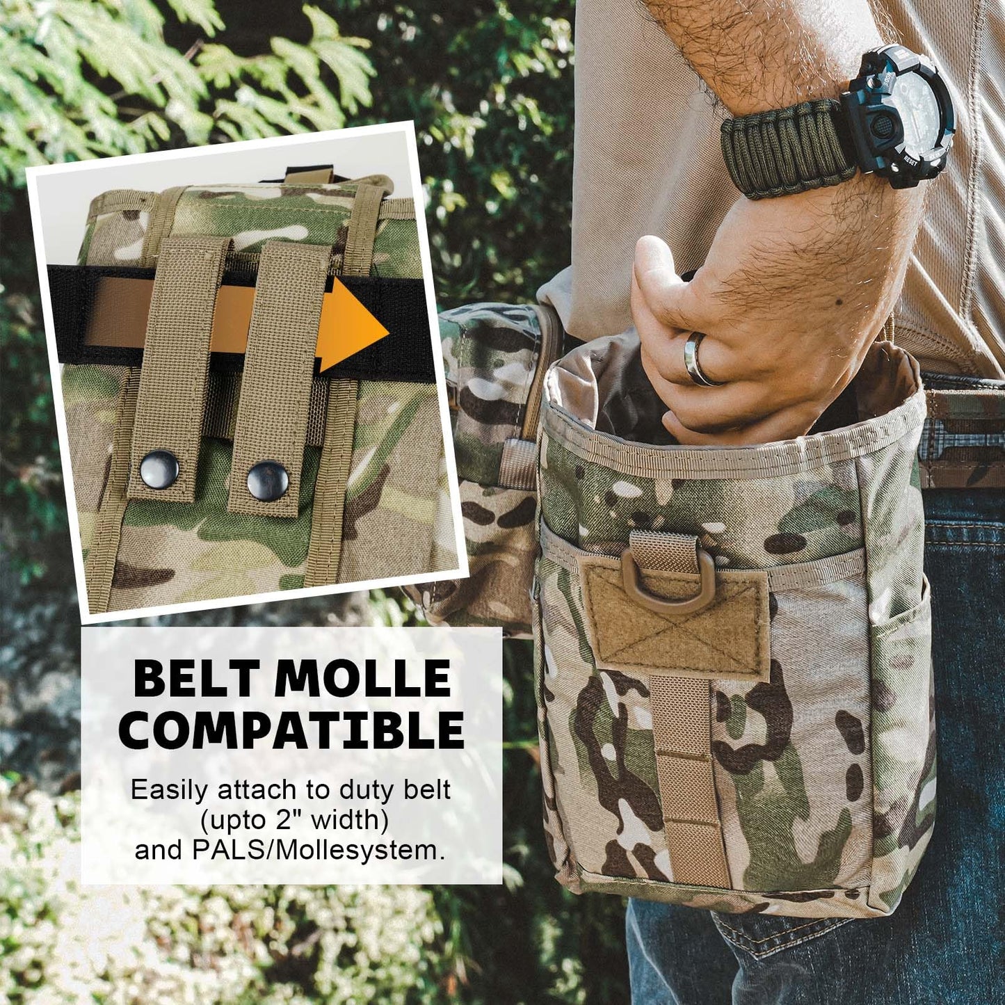 Dump Pouch-Tactical molle Pouches, Drawstring Magazine Utility Pouch Folding Dump Pouch Waist Bag. (MC)