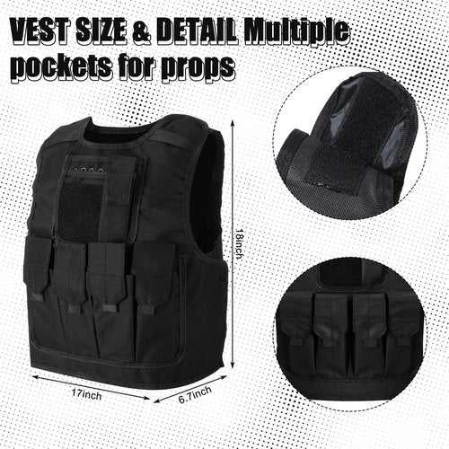Cuffbow 4 Packs Tactical Vest Helmet Gloves Mask Set Paintball Vest Paintball Airsoft Fast Helmet Mask Gloves(Black)