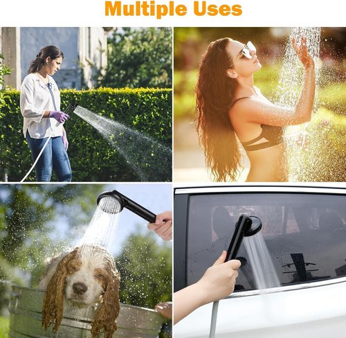 Portable Shower Camping Shower, Outdoor Camp Shower Pump with 5 Gallons Collapsible Bucket, Rechargeable Shower Battery Powered Handheld Shower Head kit for Camping, Beach Washing, Pet Cleaning