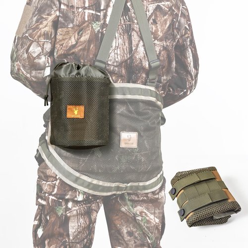 QIULLEN Ultralight Saddle Hunting Dump Bag - Silent Noiseless Fabric with Drawstring Closure, Foldable Design for Tree Stand Accessories | Fits Hunting Belt & MOLLE System | Compact Roll-Up Pouch