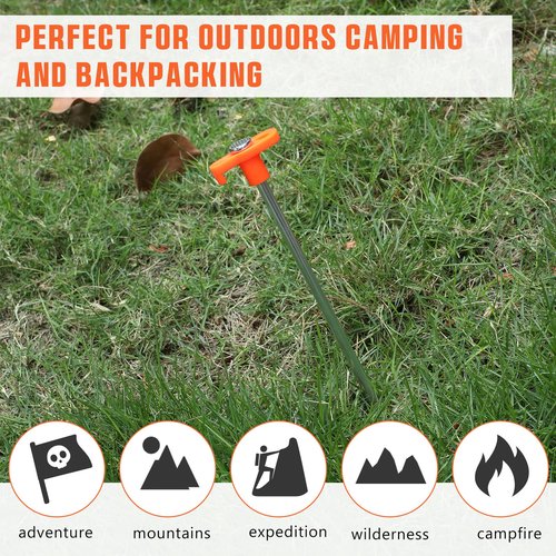Shimeyao 10" Tent Stakes Camping Heavy Duty Stakes Bulk Metal Ground Pegs Camping Spikes Galvanized for Outdoor Pitching Canopy(Orange,200 Pcs)