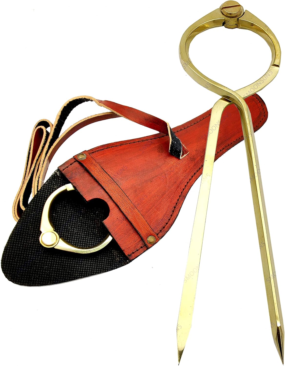 5MoonSun5's Vintage Navigation Straight Pattern Artist Divider Solid Brass Drawing Tool Professional 8” Long Divider Marine Navigation Compass with Handmade Leather case (8 inch Brass tip)