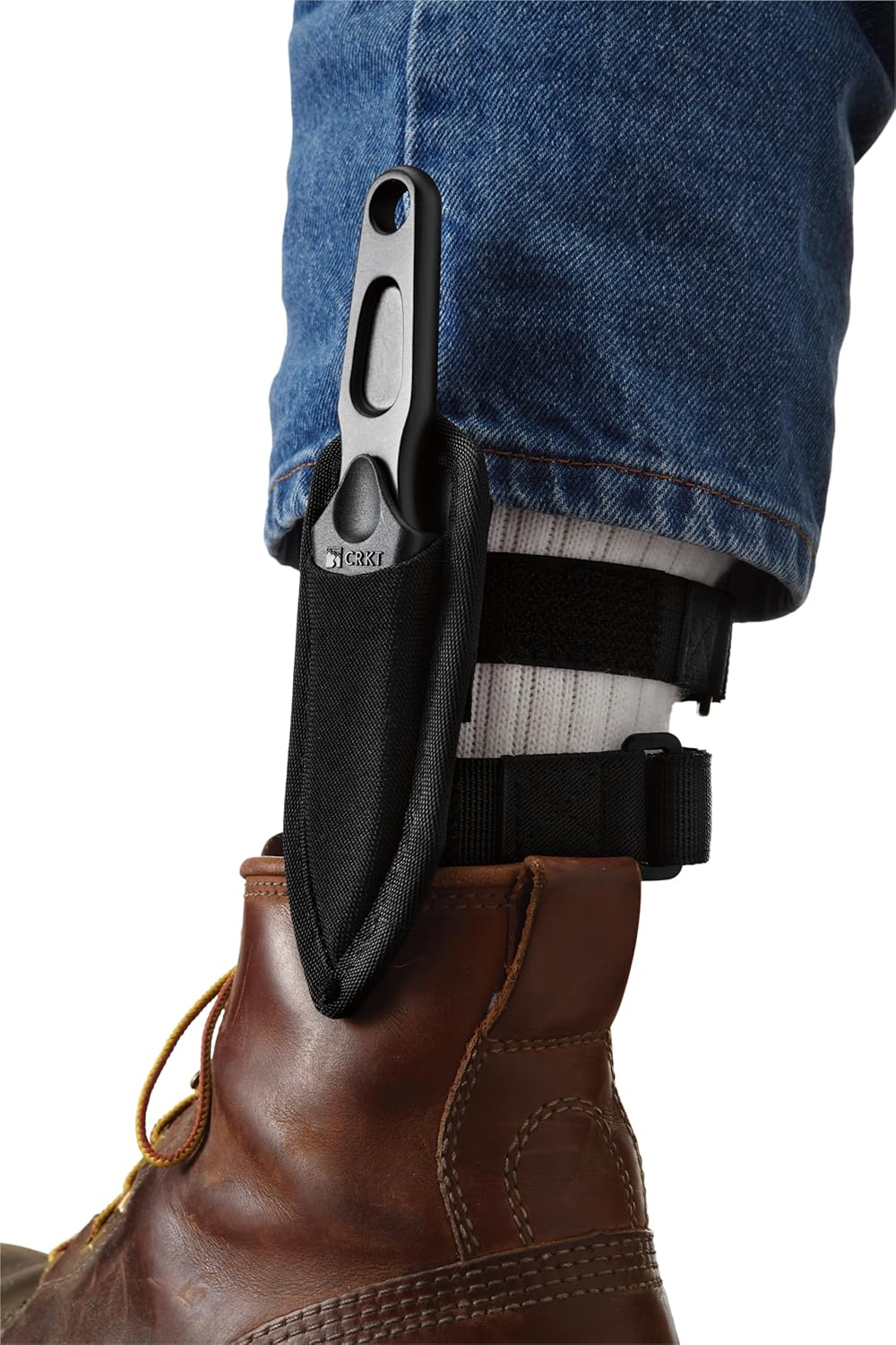 CRKT Sting Fixed Blade Knife with Sheath: Everyday Carry Boot Knife, Double Edged Powder Coated Stainless Steel, Contoured Handle, Nylon Sheath with Strapping for Carry Options 2020