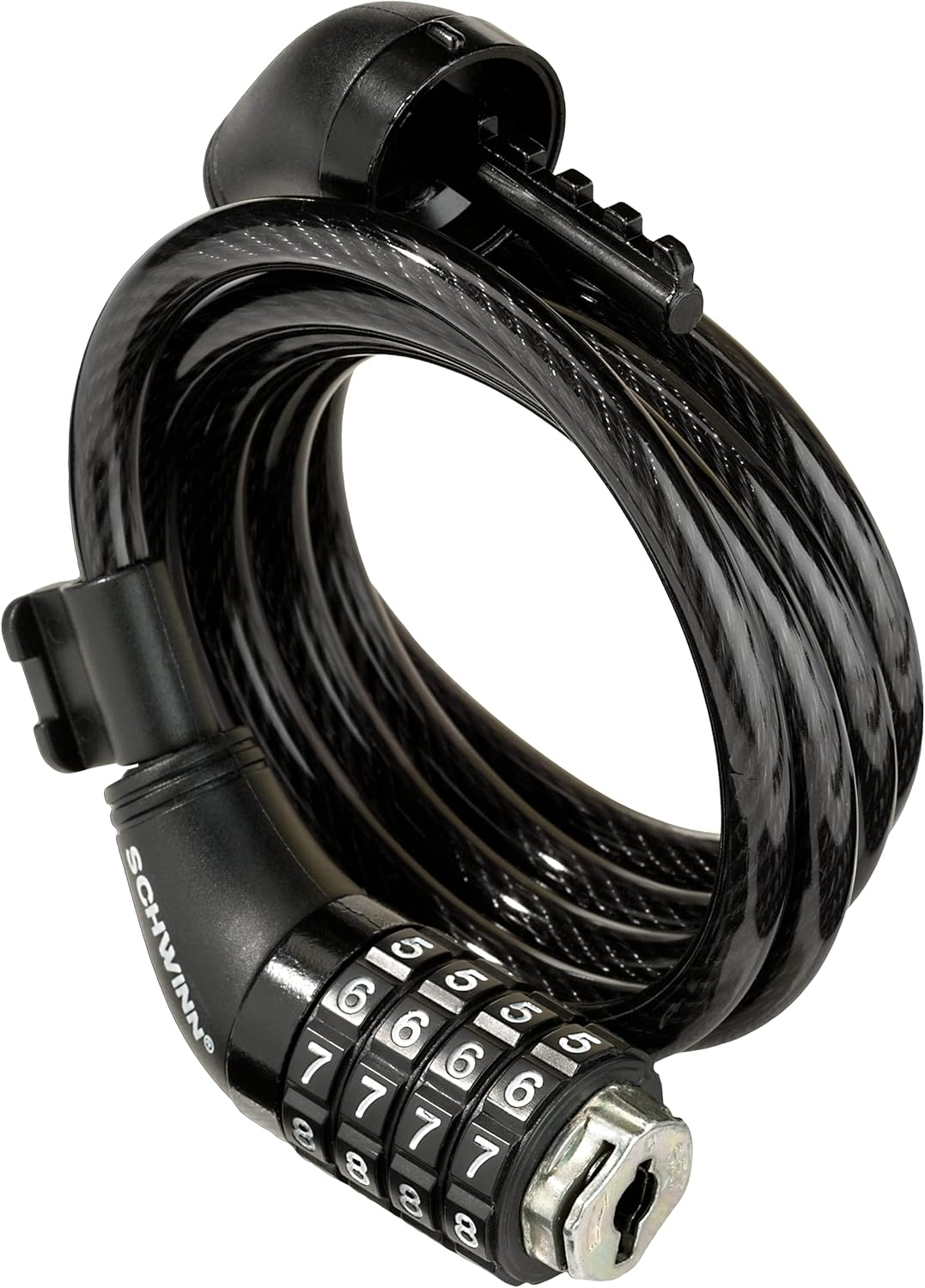 Schwinn Combination Bike Lock in Braided Steel Cable, 6 feet x 12 mm Anti Theft Bicycle Lock, Black, Security Level 3