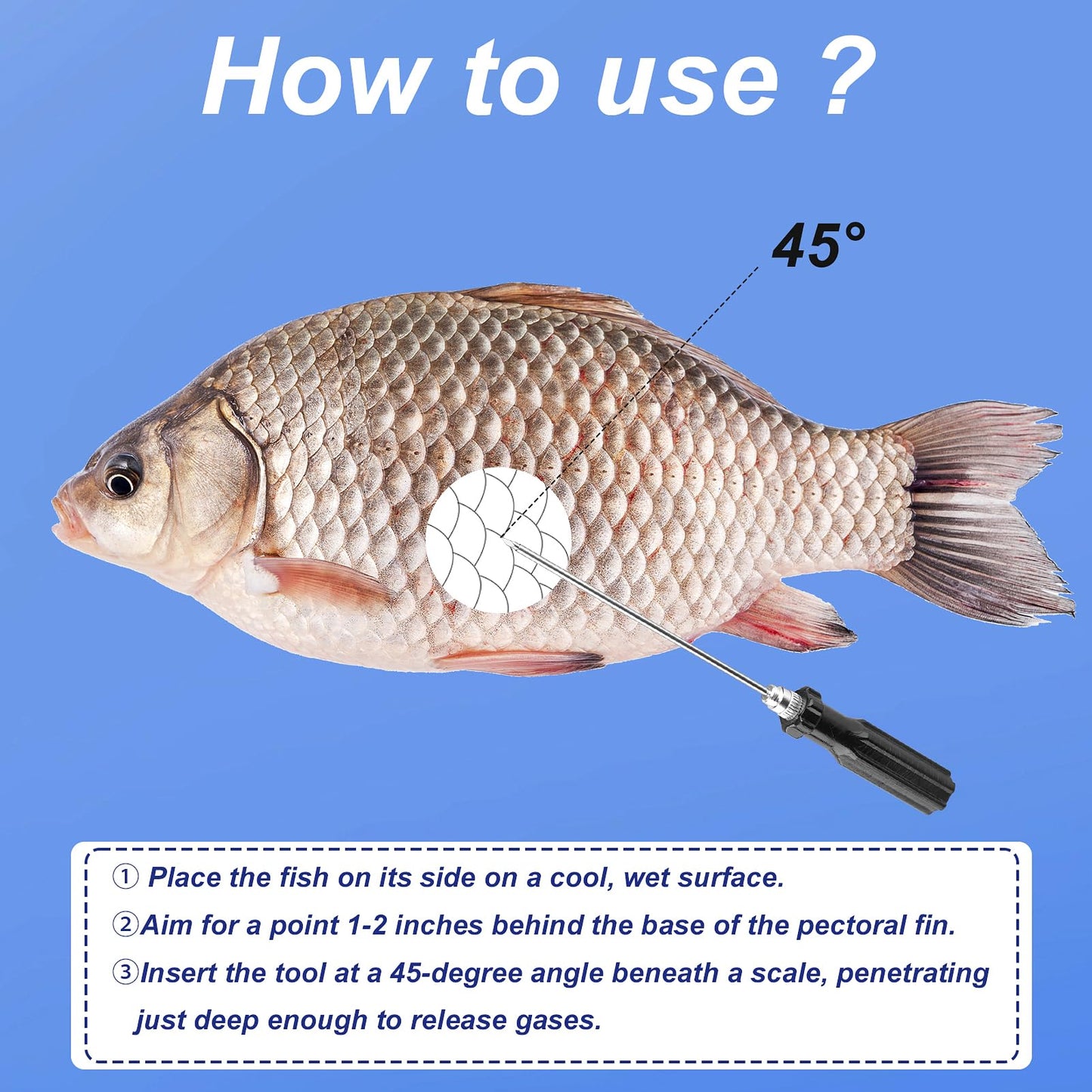 Fish Venting Tool with 1 Fish Hook Removers and 3 Stainless Steel Various Size Venting Needle, Fish Remover Tool for Saltwater and Freshwater Fishing Tools