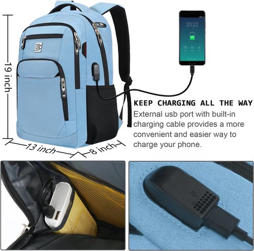 Laptop Backpack,Business Travel Anti Theft Slim Durable Laptops Backpack with USB Charging Port,Water Resistant College Computer Bag for Women & Men Fits 15.6 Inch Laptop and Notebook - Black