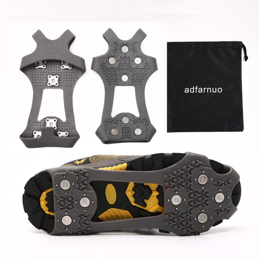 Adfarnuo Crampons Ice Cleats Traction Snow Grips for Boots Shoes Women Men Anti Slip 28 Stainless Steel Spikes Safe Protect for Hiking Fishing Walking Climbing Mountaineering (L(Shoe size42-47))