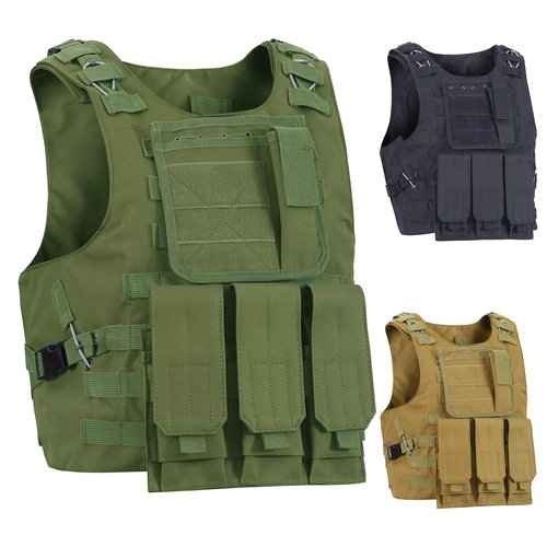 HRTACPAG Lightweight Tactical Vest with Removable Pouch for Airsoft Events, Paintball CS, Jungle Outdoor Activities (Army Green)
