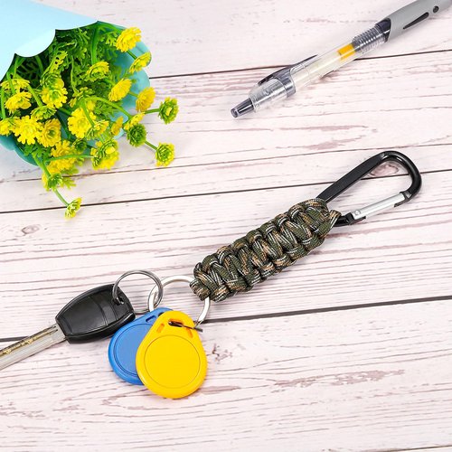 PATIKIL Paracord Keychains, 4 Pcs Braided Paracord Keychain Clip Paracord Lanyard with D Hook Clip for Outdoor Camping Hiking, Black