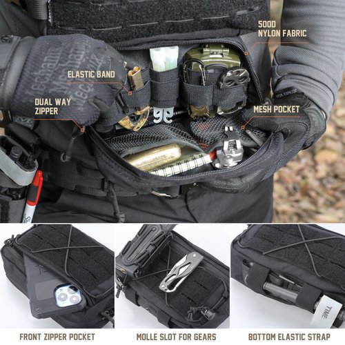 WYNEX Tactical Admin Pouch Molle, Utility EDC Bag, Dual-Purpose Organizer Dangler Drop Pouch (Black)