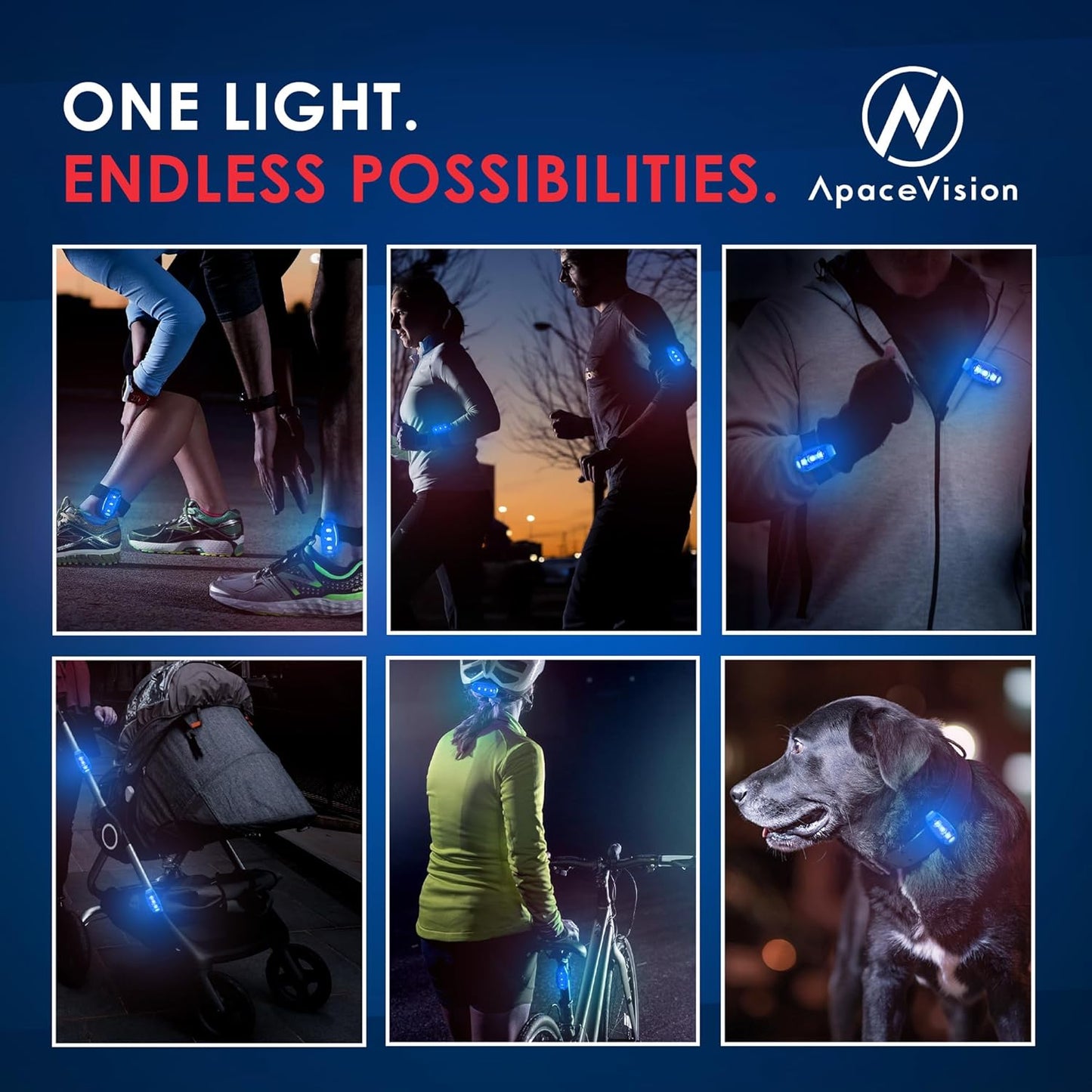 EverLightFX USB Rechargeable LED Safety Light (2 Pack) by Apace - Super Bright Bike Tail Light Works Brilliantly as Running Light for Joggers, Pets, Bicycle Strobe or Rear Clip On Lights