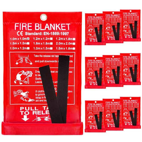 YUQILIN 10 Pack Fire Blanket Emergency for Home Kitchen, 39 x 39 Large Emergency Fire Suppression Blankets Fiberglass Flame Retardant Protection for Home Kitchen Car Office Warehouse Camping Safety
