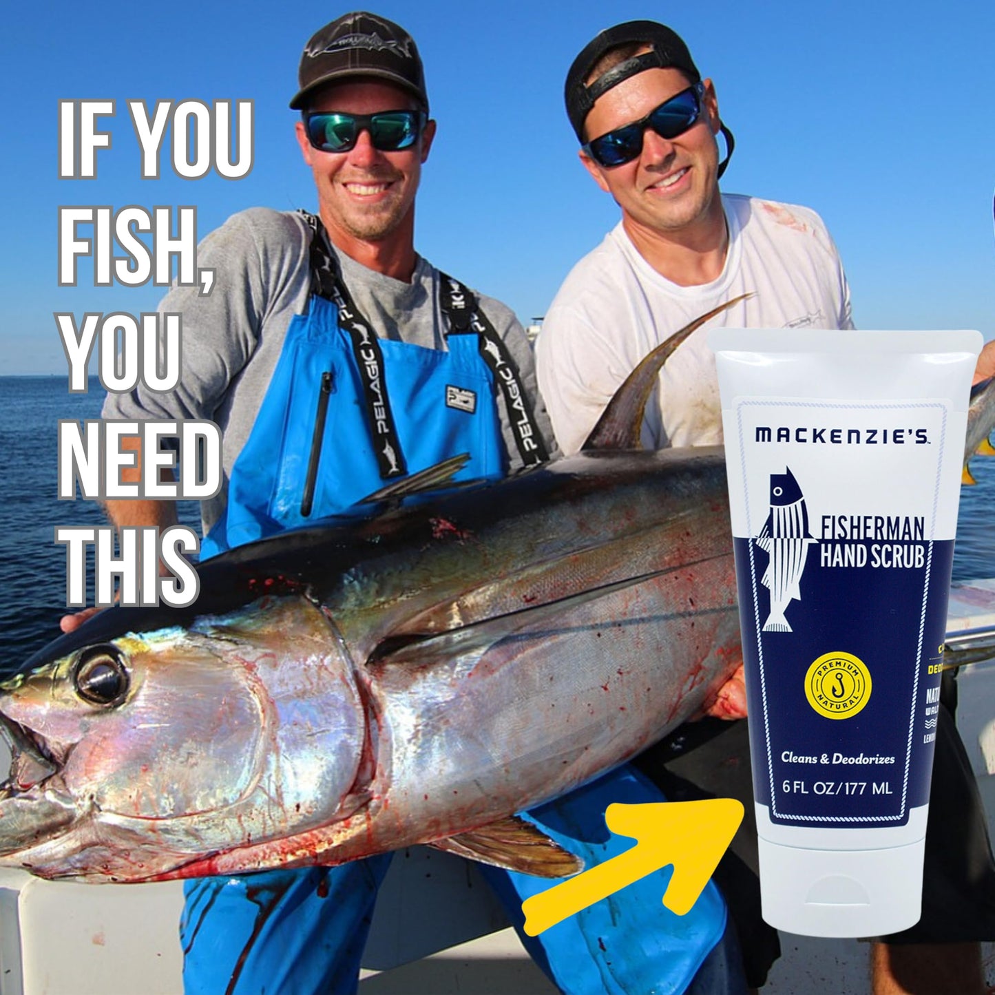 MacKenzie's Fisherman Hand Scrub - Father's Day - Gifts for Men - Gifts for Fisherman - Gifts for Cooks - Gifts for Gardeners - Hand Cleanser - Hand Deodorizer - Proudly Made in the USA - 6 oz