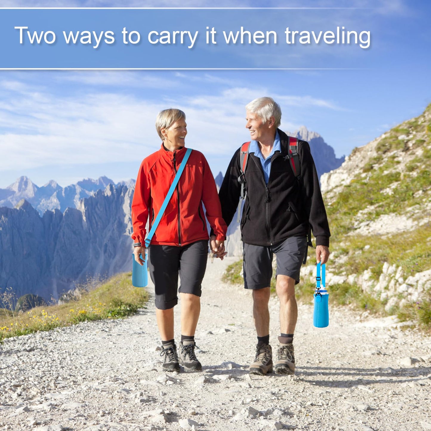 2pcs Water Bottle Sleeve, Water Bottle Replacement Cover with Adjustable Rope Bottle Boot Cup Holder Water Bottle Accessories for Cirkul (Blue)