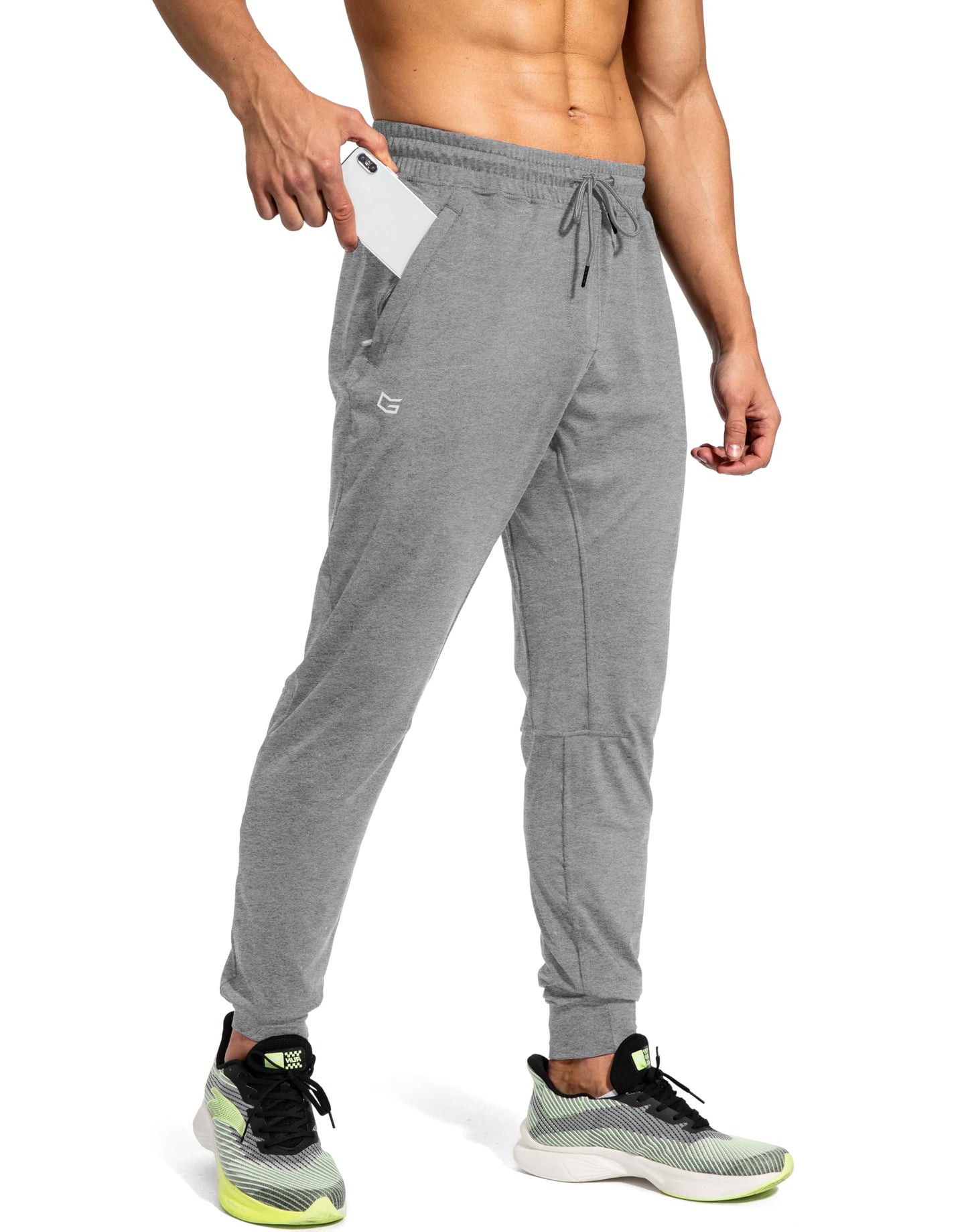 G Gradual Men's Sweatpants with Zipper Pockets Athletic Pants Traning Track Pants Joggers for Men Soccer, Running, Workout(Heathered Pitch Gray Light,S)
