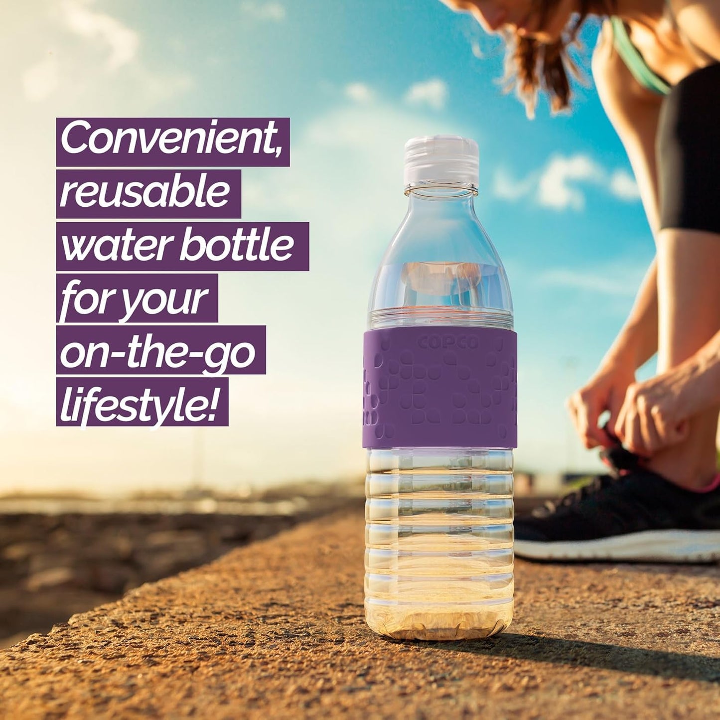 Copco Hydra 16.9 oz Water Bottle with Leak-Proof Lid - Tritan Reusable with Textured Grip Sleeve - BPA-Free, Shatter-Resistant, Dishwasher Safe for Travel, Gym, Work, Outdoors (Pink)