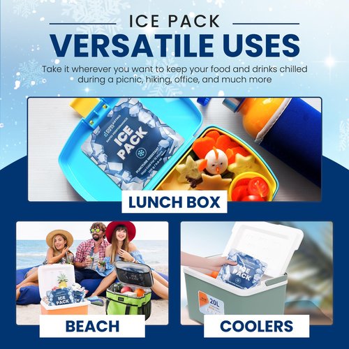 Rapid Performance Reusable Ice Packs for Lunch Boxes, Lunch Bags or Coolers | 4 Pack | Cold for Up to 12 Hours | Ice Packs for Cooler, Long Lasting for Camping, Beach, & School