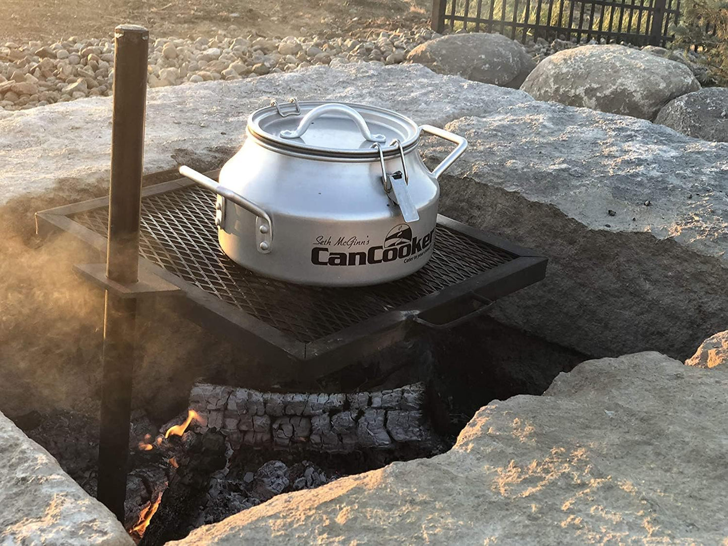 GameMaker Open Fire Cooking Grill – Portable Campfire Grill for Open Flame Cooking, Firepits, Outdoor Fire Rings & Camping – Heavy-Duty, Easy Setup & Adjustable Height