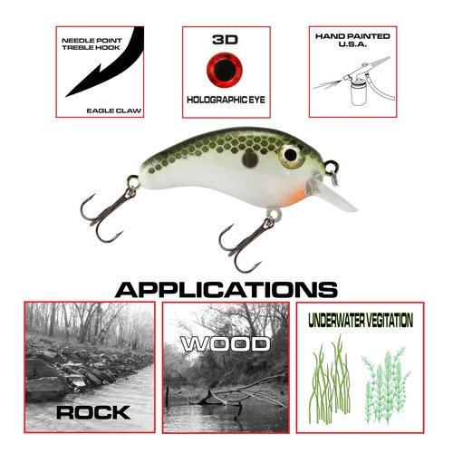Luck E Strike Crappie Magic Crankbait (2 Inch Crappie Lure) Made in The USA, Tennesse Shad