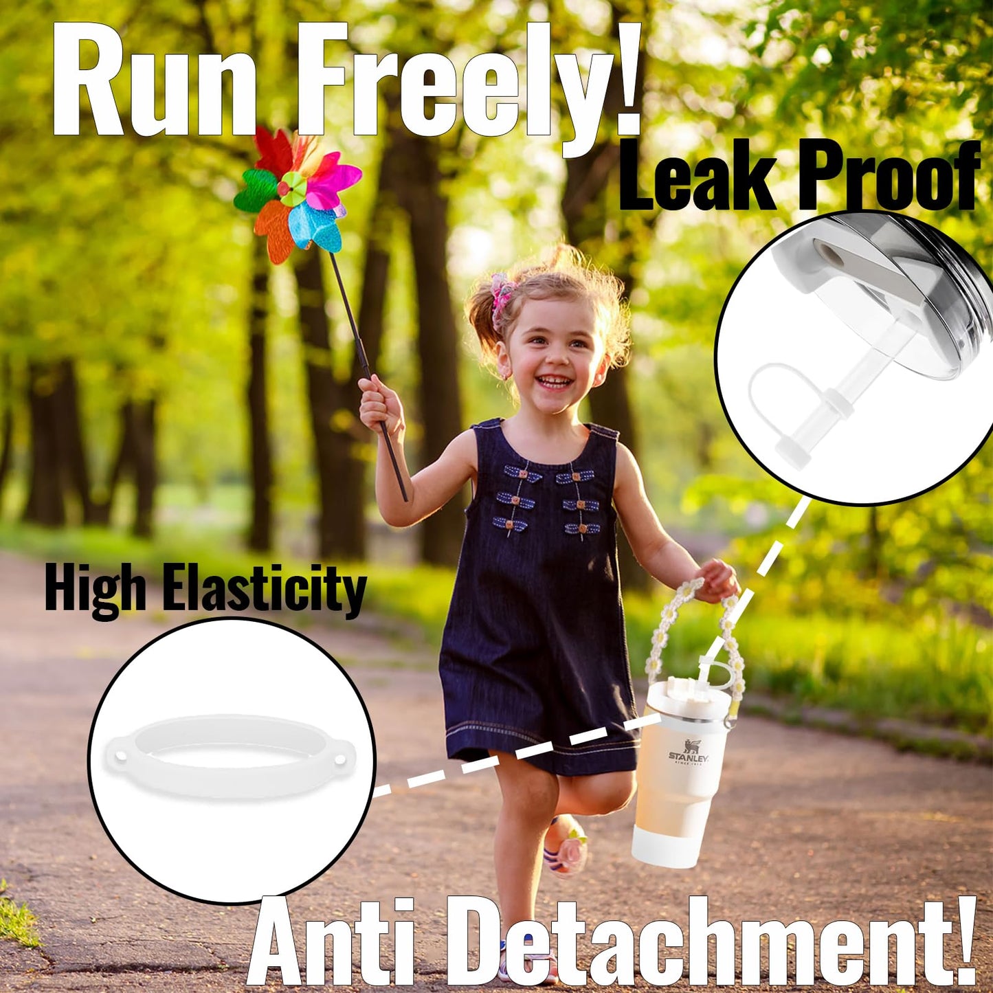 Fabenyok 8PCS Cup Accessories Set for Stanley 30oz & 40oz Tumbler, Including Water Bottle Handle Strap, Boot, Spill Stopper Set, Straw Straw Cover Cap for Stanley Cup Accessories(White)