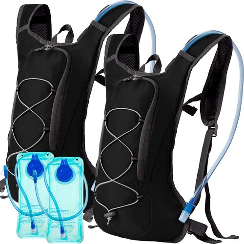 Wesiti 2 Pack Hydration Backpack Pack with 2 Pcs 2L Hydration Bladder Hiking Backpack Bladder for Hiking Cycling Climbing(Black)