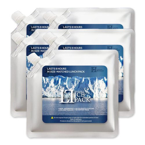 LL Home & Decor • Reusable Ice Packs for Coolers – Long‑Lasting Gel Packs, Heavy‑Duty & Slim for Lunch Bags, Camping, 5‑Pack